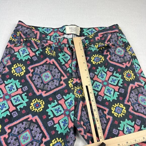 Rachel Roy Womens Cropped Skinny Jeans Retro Printed Zip Ankle Mid Rise Size 32 - Picture 6 of 12